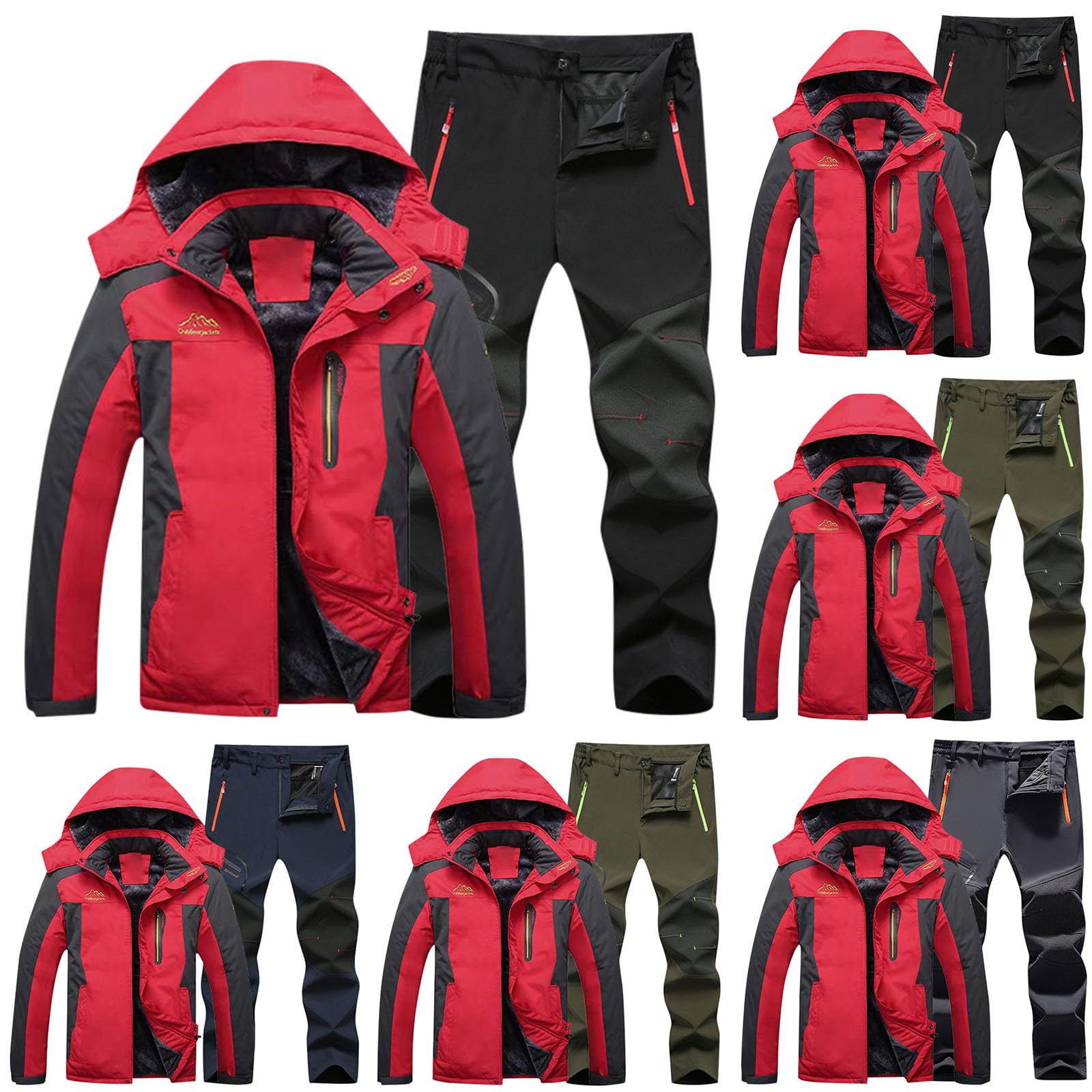 Generisch Thermoanzug Herren Angeln Warme Skianzug Wasserdicht Tracksuit Winter Skibekleidung Jacke und Hosen Schneeanzug mit Kapuzen Skijacke Winddicht Schneemantel