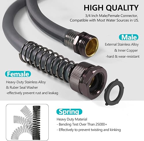 Miniatura 3 de Hopegiver Manguera de jardín flexible de 58 x 100 pies, manguera de agua híbrida resistente, sin torceduras, a prueba de fugas, ligera, manguera de