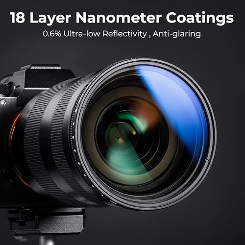 Miniatura 2 de K&F Concept Filtro de lente ND variable de 3.228in ND2-400 (1-9 paradas) + tapa de filtro de TPU, filtro de densidad neutra ajustable con 18