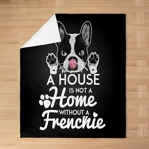 Miniatura 3 de Manta de forro polar con diseño de cachorro francés para cama de niños y niñas, manta mullida de bulldog blanco y negro para todas las estaciones,