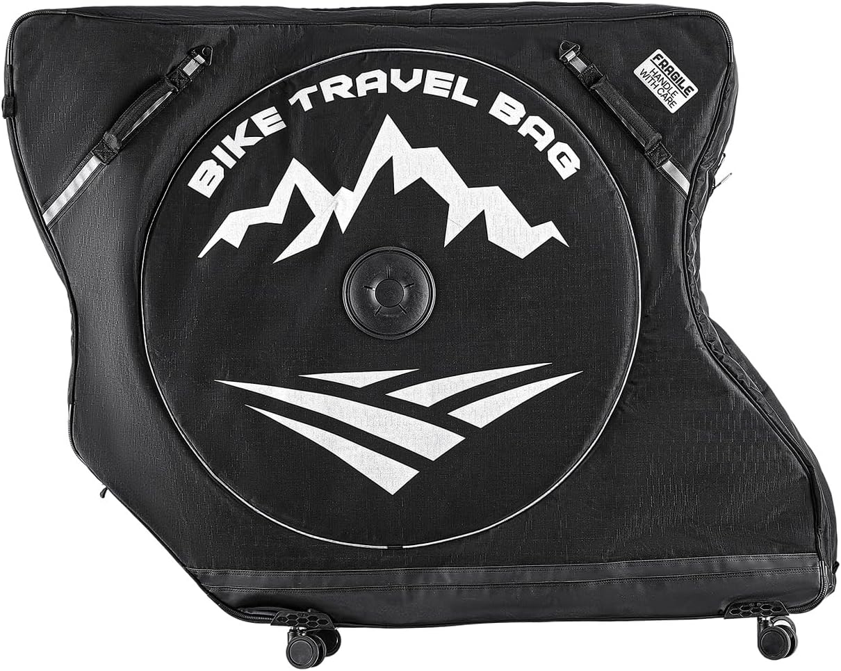 VEVOR Bike Travel Bag, Road Bike Bag Road Bicycle Storage Carry with TSA Lock & Dual Zipper, Black Bicycle Case Wheelbase 37-42 in for Air Travel, Outdoor Use, Airplane, Car, Train, Subway Transport