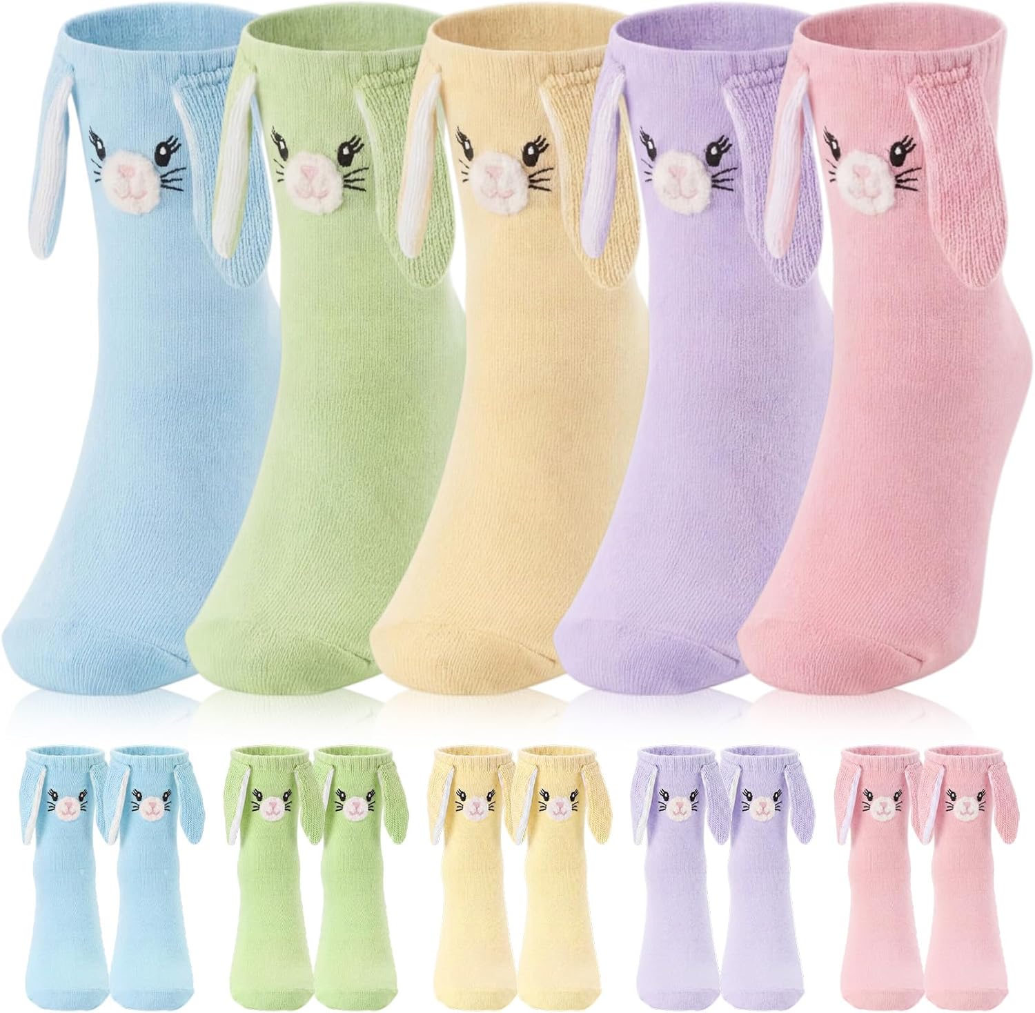 JenPen 5/10 Pairs Easter Bunny Fuzzy Socks for Women Cute Novelty Funny Rabbit Fuzzy Socks Easter Gifts for Girls Sister Mom