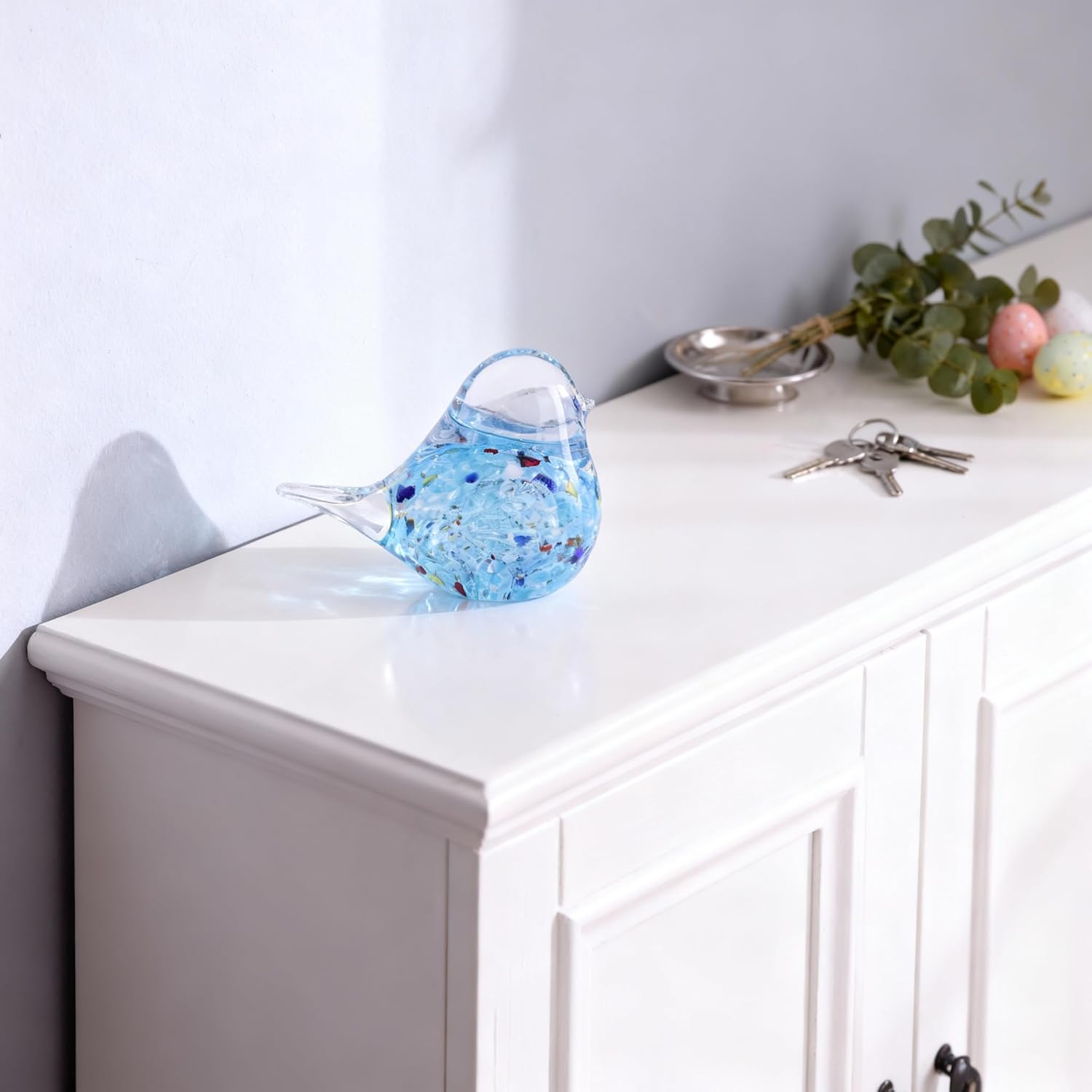 WUBIANJIE Hand Blown Glass Bird Statue Collectible Animal Art Paperweight, Glass Art Decor Living Room Bedroom Bookshelf Coffee Table Small Ornaments Shelf Home Decoration - Image 4