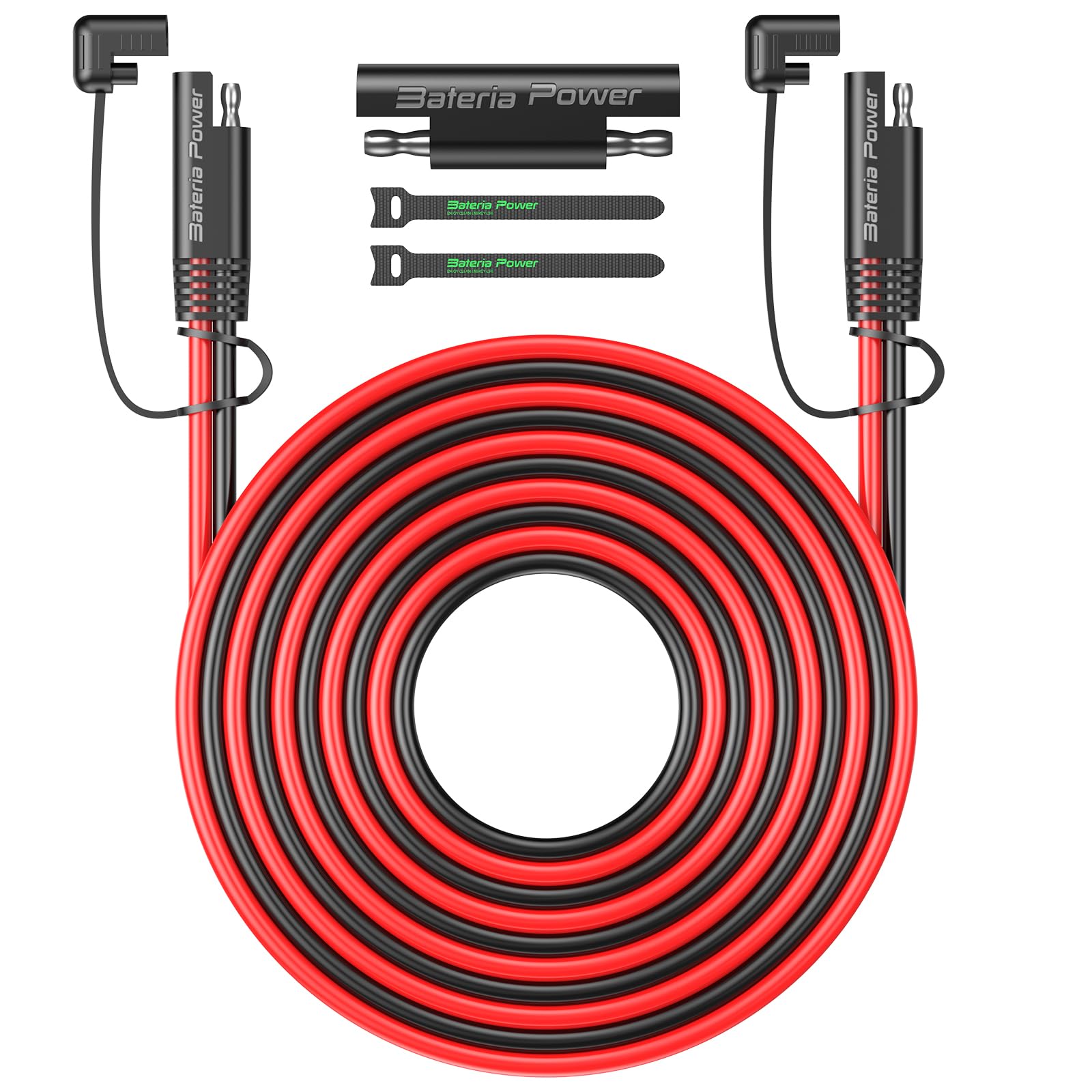 Bateria Power 16AWG 25FT SAE Extension Cable, SAE Quick Disconnect Connector for Automotive, Solar Panel, RV, Battery Charger