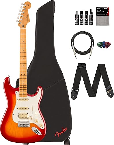 Miniatura 24 de Fender Player II Stratocaster - Paquete Rojo Coral con Funda, Correa, Cable, Paquete de 3 Púas y Kit de Limpieza de Guitarra CORAL ROJO,Cereza (Aged