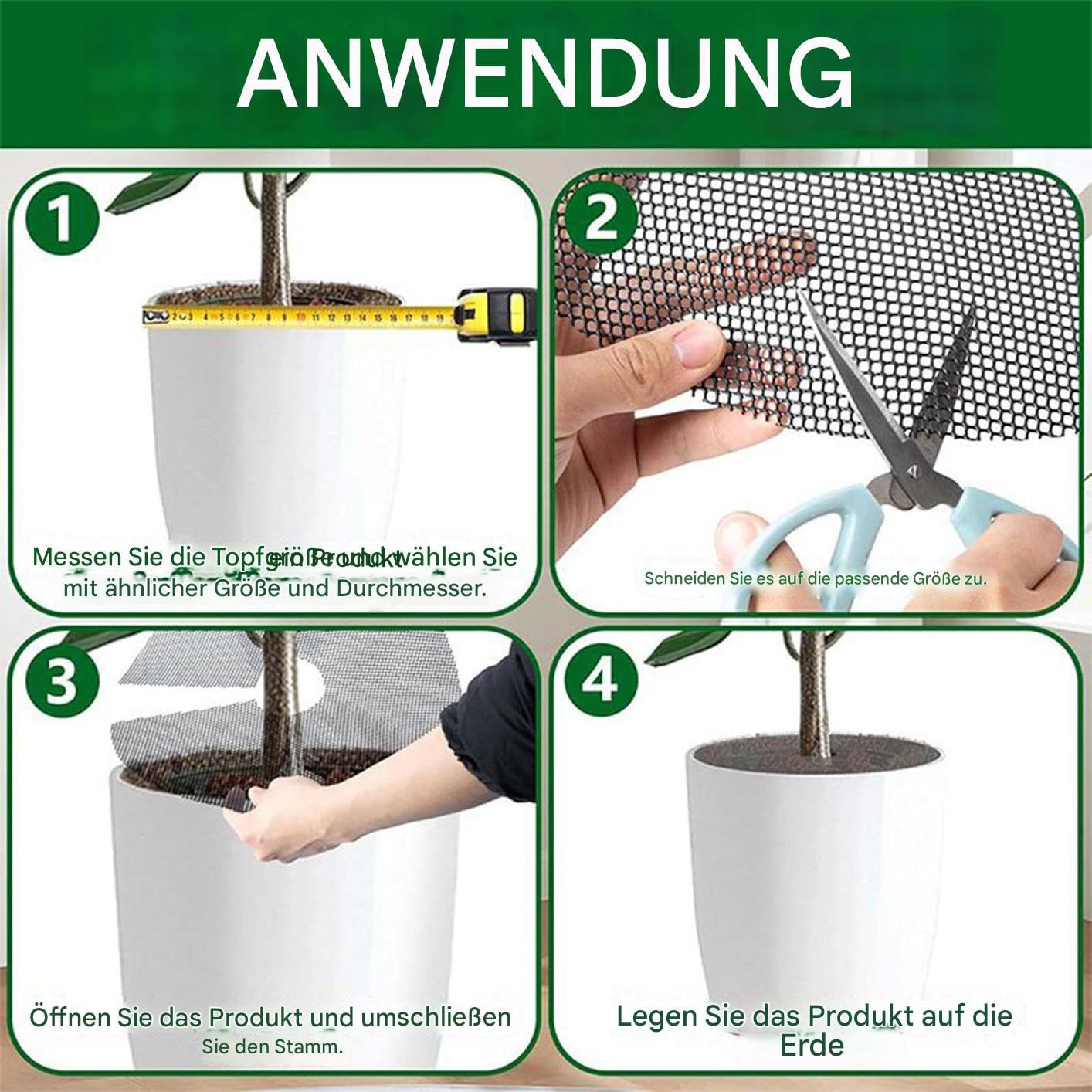 Generisch Griglia per vasi da fiori, 4 pezzi, copertura per piante regolabile, 40 cm, per interni ed esterni, balcone, terrazza, giardino
