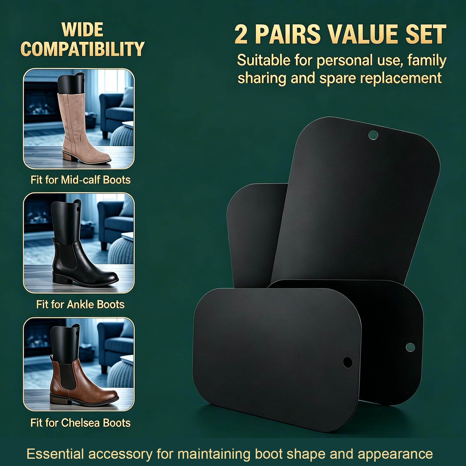 QUUPY 2 pares de insertos de plástico para botas altas para mujer (27 cm)