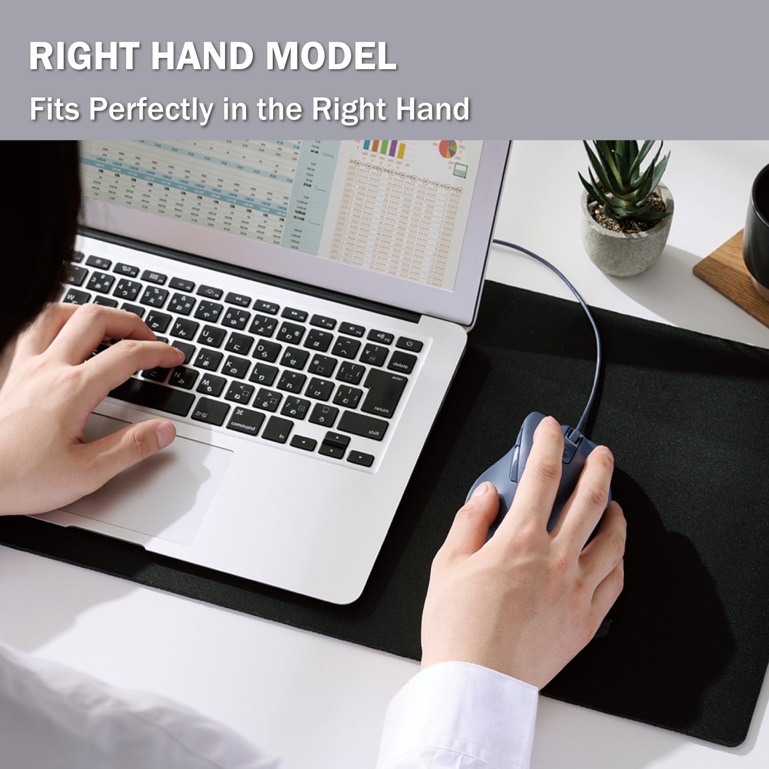 ELECOM Wired USB Ergonomic Shape Mouse, Silent Click, Right Hand, 2000DPI, 5 Buttons, Optocal Sensor, Compatible with PC, Mac, Laptop, EX-G, XLsize Blue (M-XGXL30UBSKBU)