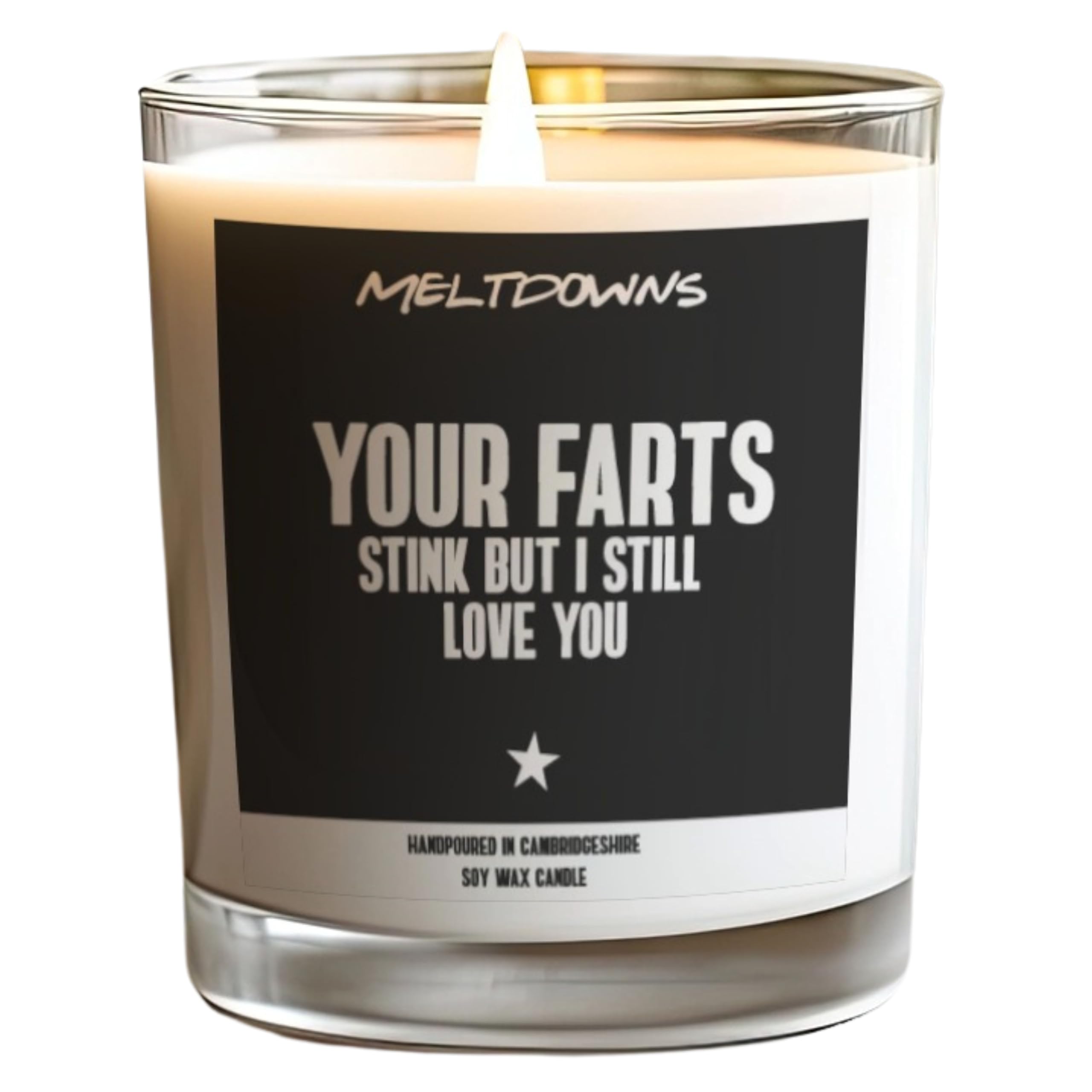 Wanky Candles Clear Funny Candle For Partner Your Farts Stink But I Still Love You Vanilla Scented Soy Wax 30Cl Romantic Humour Gift For Him Or Her Wcj05