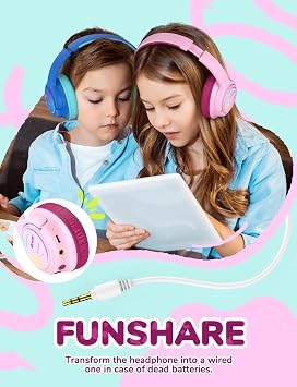iClever BTH18 Kids Bluetooth Headphones LED Lights for Toddler Boys Girls