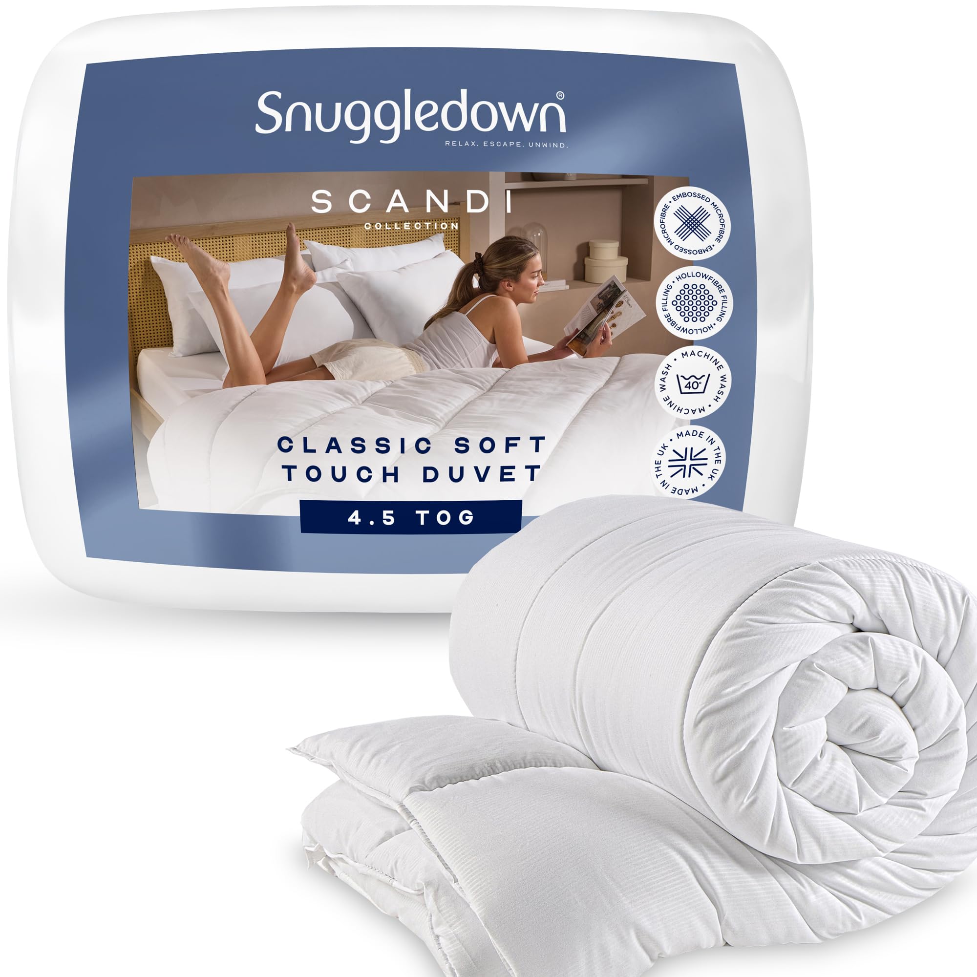 Snuggledown Scandinavian Hollowfibre Duvet - Single - 4.5 - Ideal For Spring And Summer