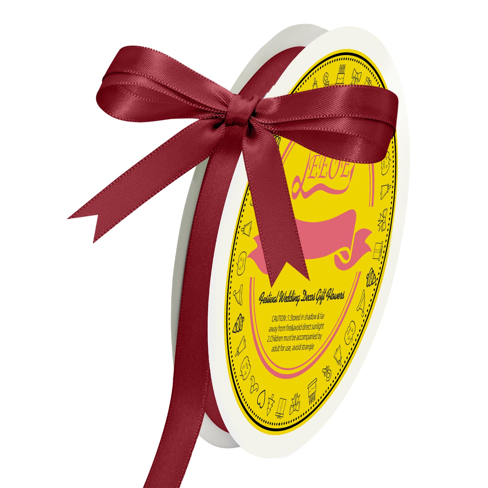 Double Face Sherry Satin Ribbon 3/8 inch X 50 Yards Polyester Sherry Ribbon for Gift Wrapping Very Suitable for Weddings Party Invitation Decorations and More