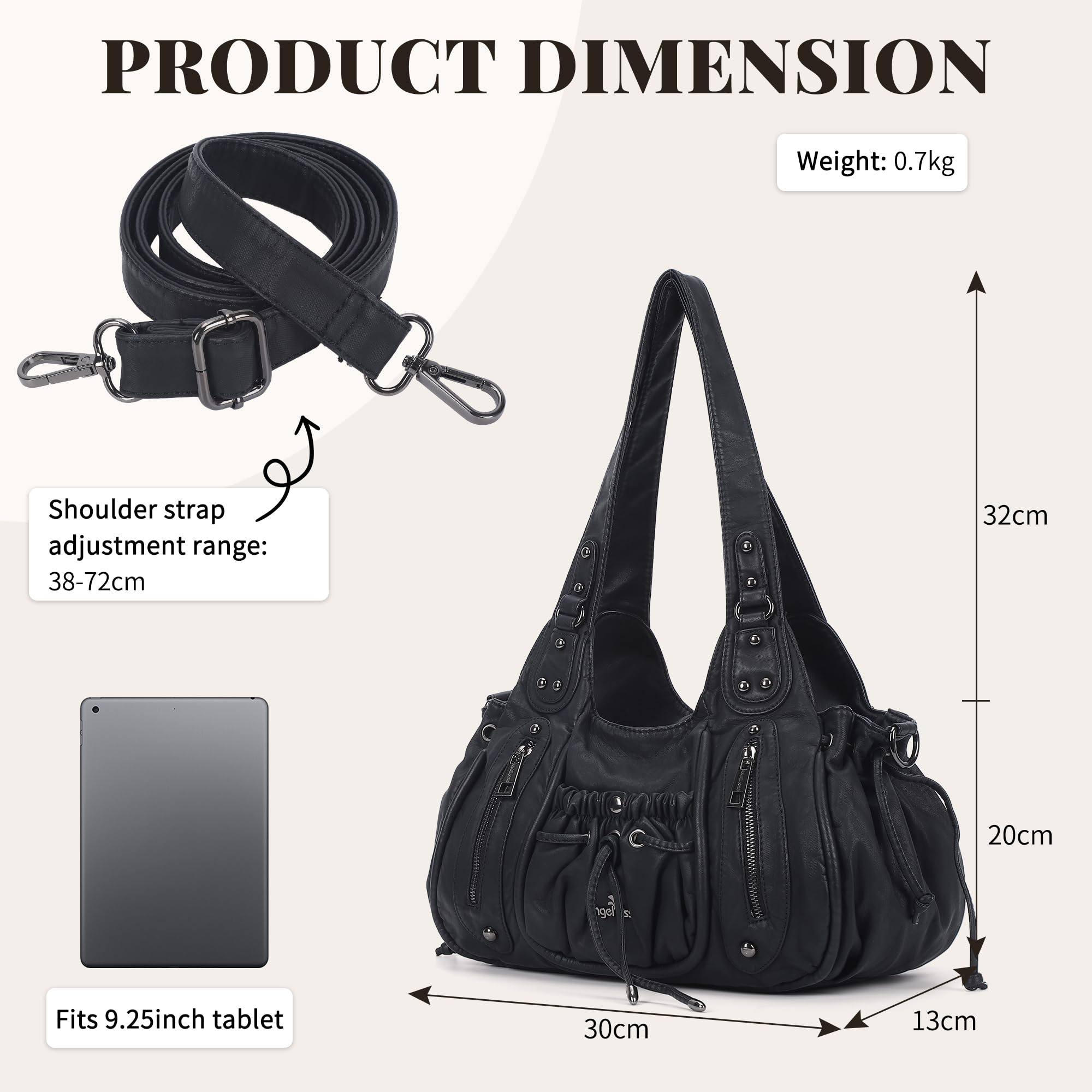 Angel Kiss Borsa Donna Media Elegante, Borse Tracolla PU Pelle, Tote Bag Impermeabile Pelle PU, Ampia e Pratica Maniglia Regolabile Molte Tasche Scomparti, per Scuola, Lavoro e Viaggio