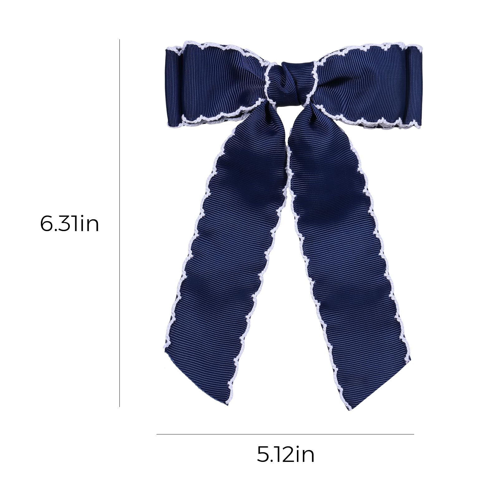 Navy Blue Hair Bow Clips - Handmade Grosgrain Ribbon -5