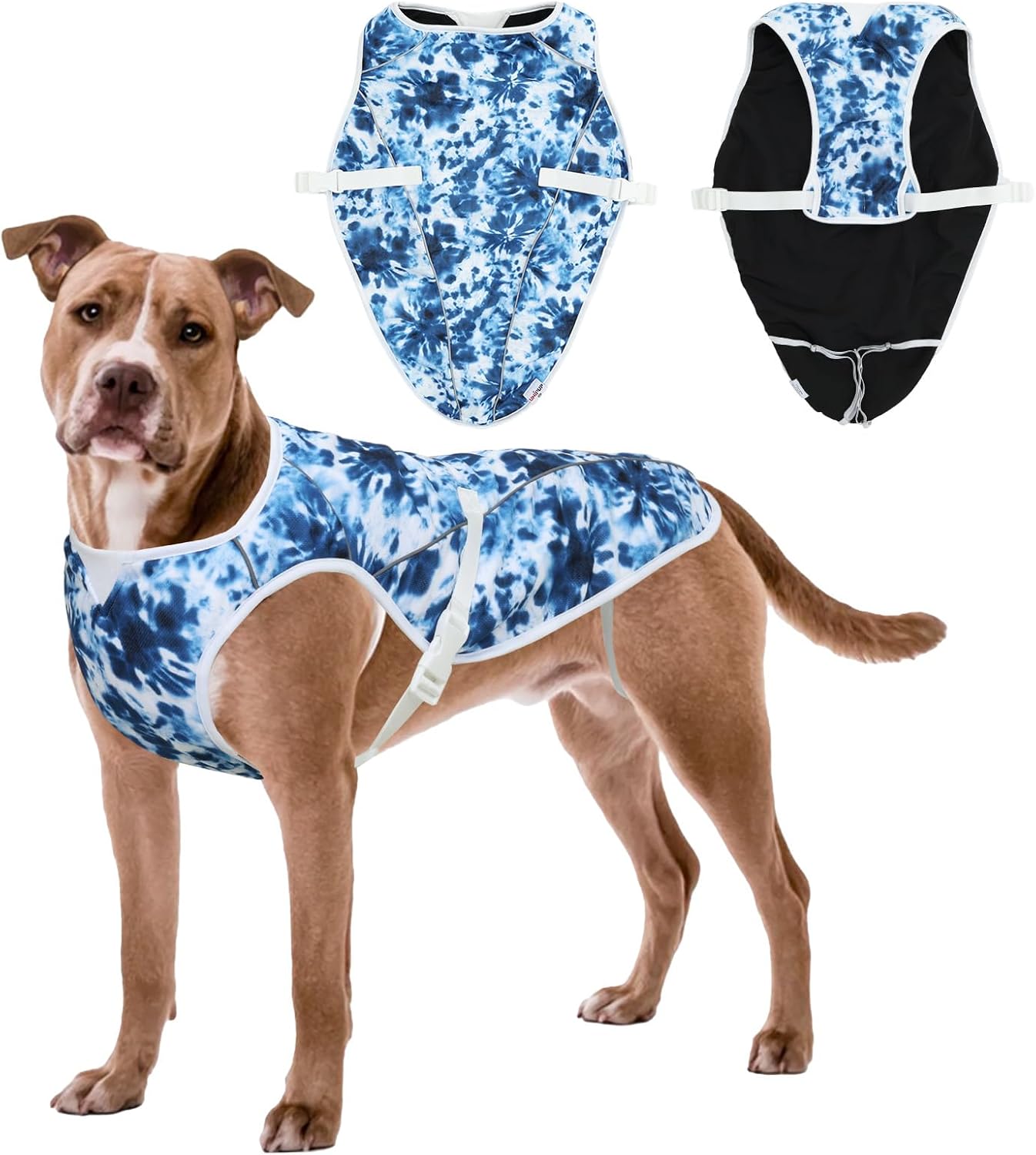 Dog Cooling Vest – Harness Cooler Jacket for Large Dogs, Reflective Strips & UV Protection for Beach, Hiking, Camping – Adjustable Fit Pet Cooling Shirt U-DCVF02XXXXL