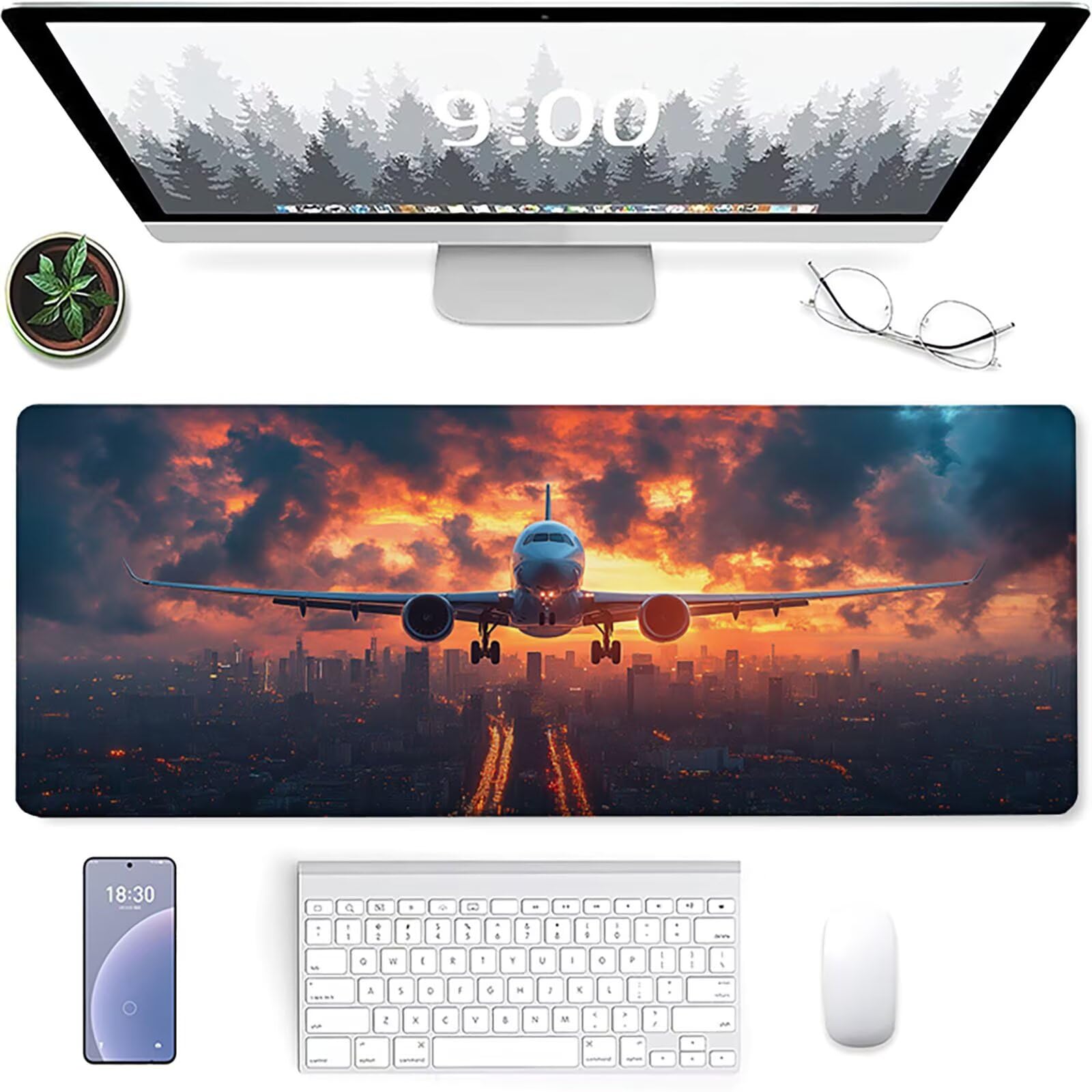 Tappetino Mouse Gaming Grigio Tappetino Mouse XXL 1200x600x3mm, Mousepad Aereo Sottomano Scrivania Grande con Bordi Cuciti per Pad PC Accessori Gaming, Ufficio Accessori Scrivania, Regalo L-3437