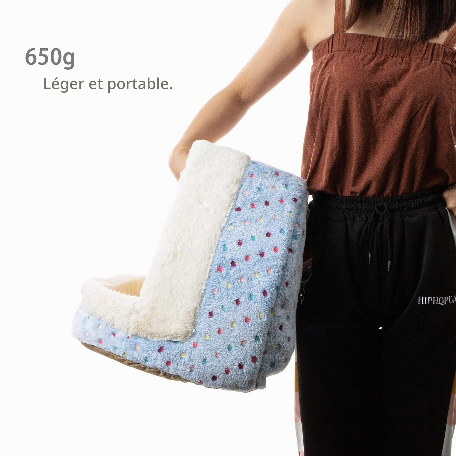 Tofern Panier Chien Lit pour Chat Niche à Chiot Panier Chaton Doux Chaud Maison pour Chat Confortable Antidérapant 39 x 37 x 35 CM,Bleu