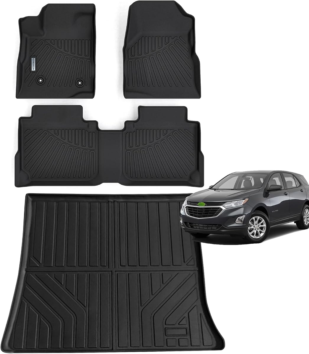 Floor Mats & Trunk Mat for 2012-2017 Chevy Equinox/GMC Terrain,TPE All Weather Protection 2 Rows Car Floor Liners with Cargo Liners for Chevrolet Equinox Accessories