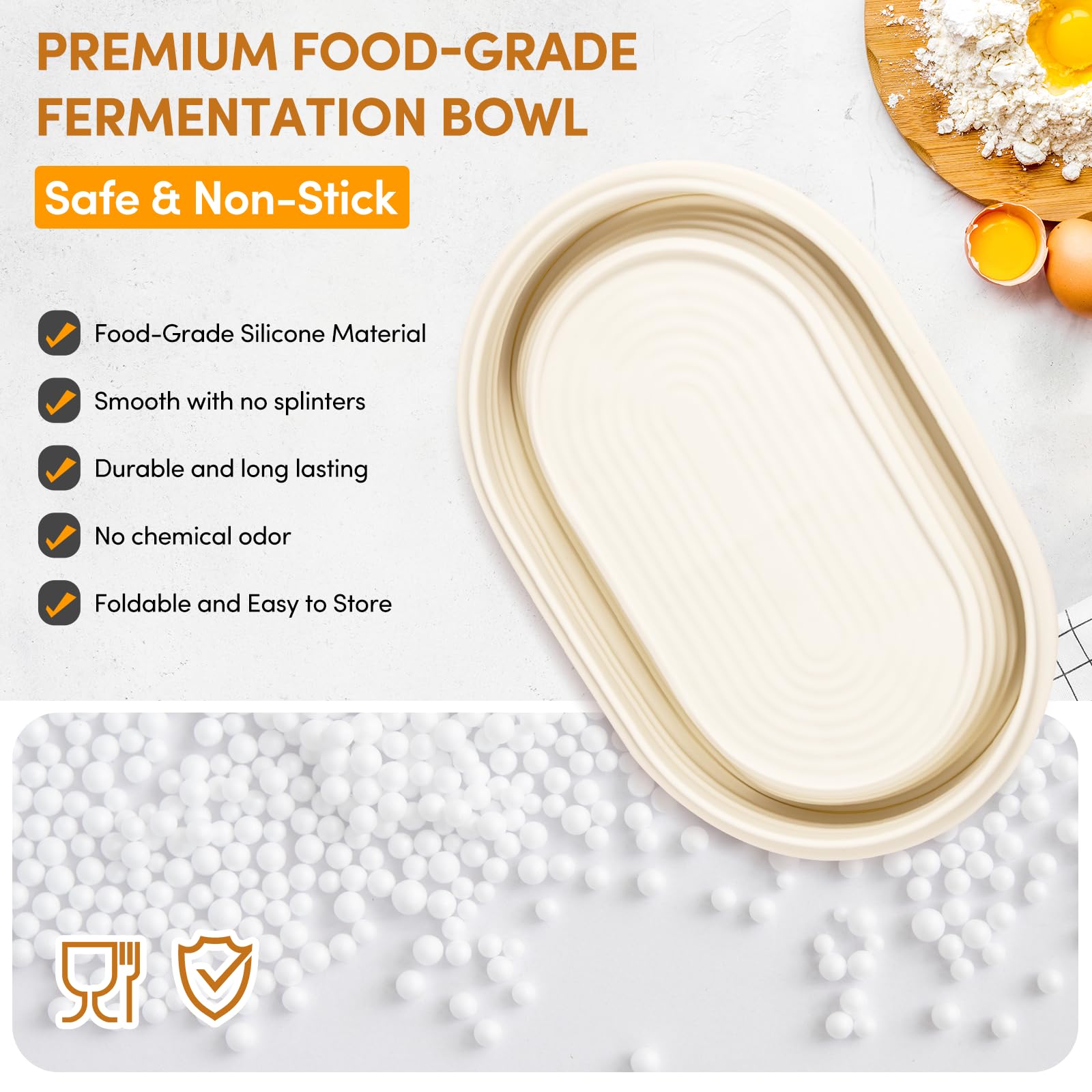 Calentador de masa madre premium con cuenco plegable de silicona para cocina: esencial para hornear en casa con compatibilidad con tarro Weck y tapete de calefacción para fermentación controlada