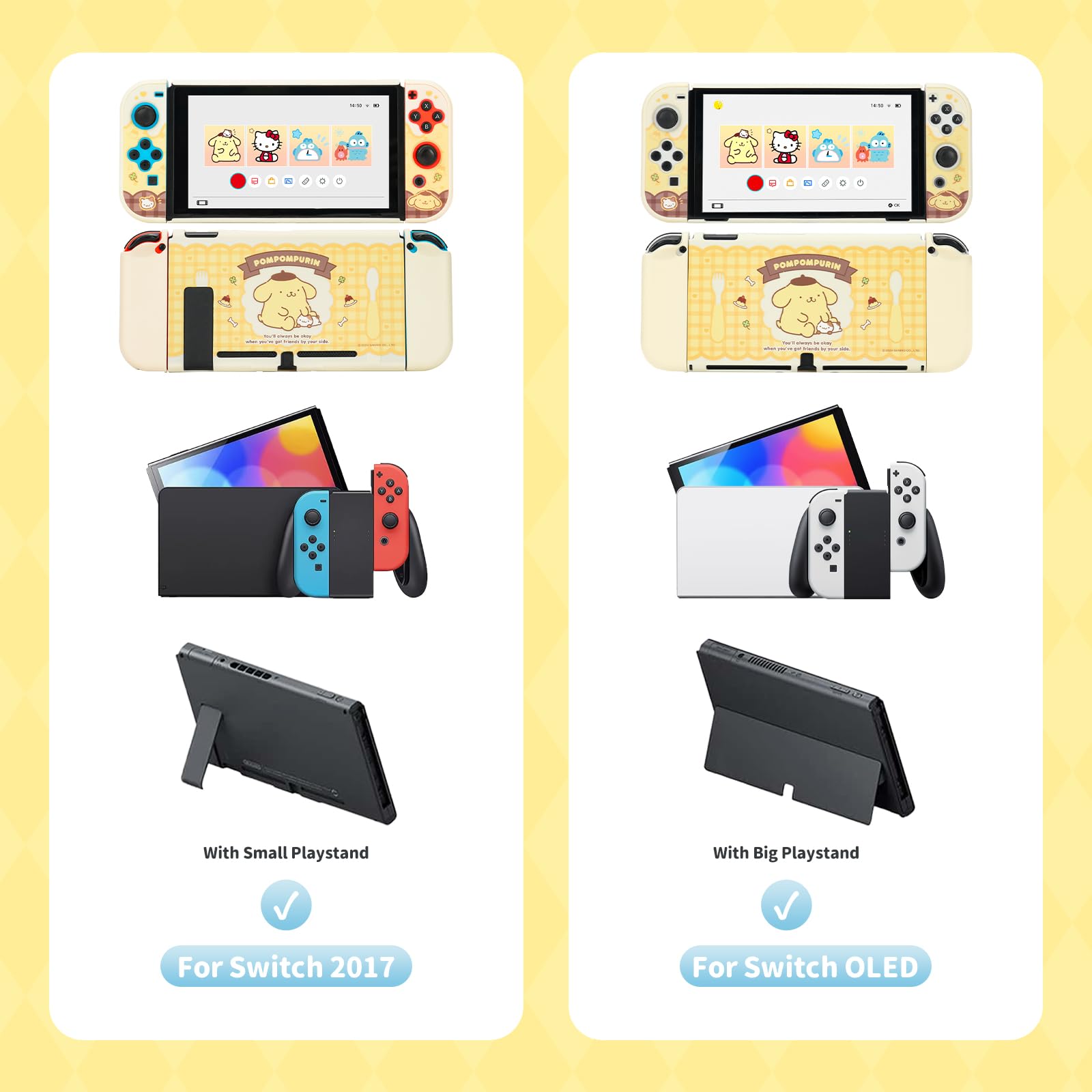 Kuitmor-Schutzhülle für Switch, andockbare Kawaii-Cartoon-Hülle für Normale Switch, kratzfestes und stoßdämpfendes Design – Pudding Dog