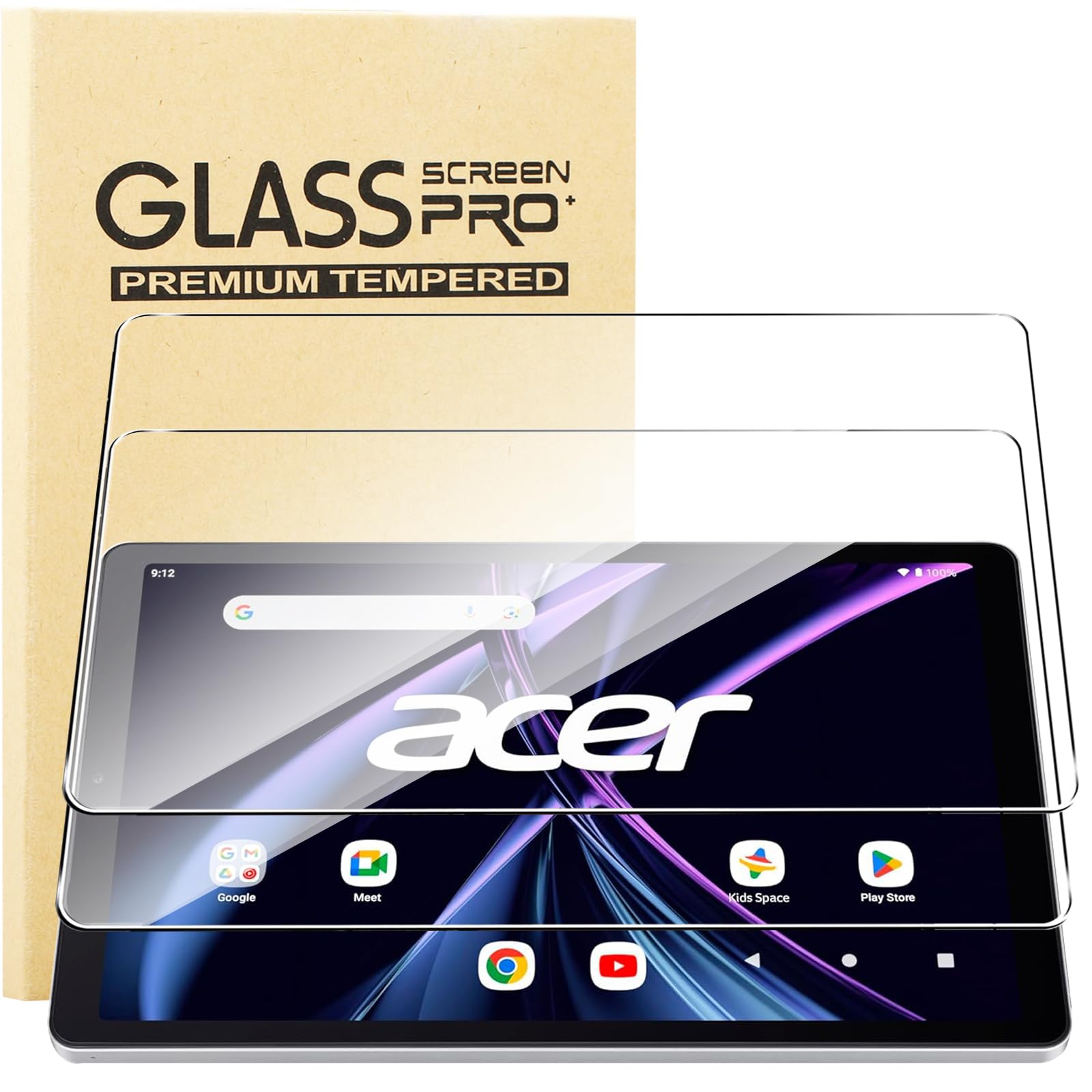 Pellicola Vetro Temperato per Acer Iconia Tab A10 (10.1 Pollici) 2 Pezzi Durezza 9H Anti-Graffio HD Trasparente