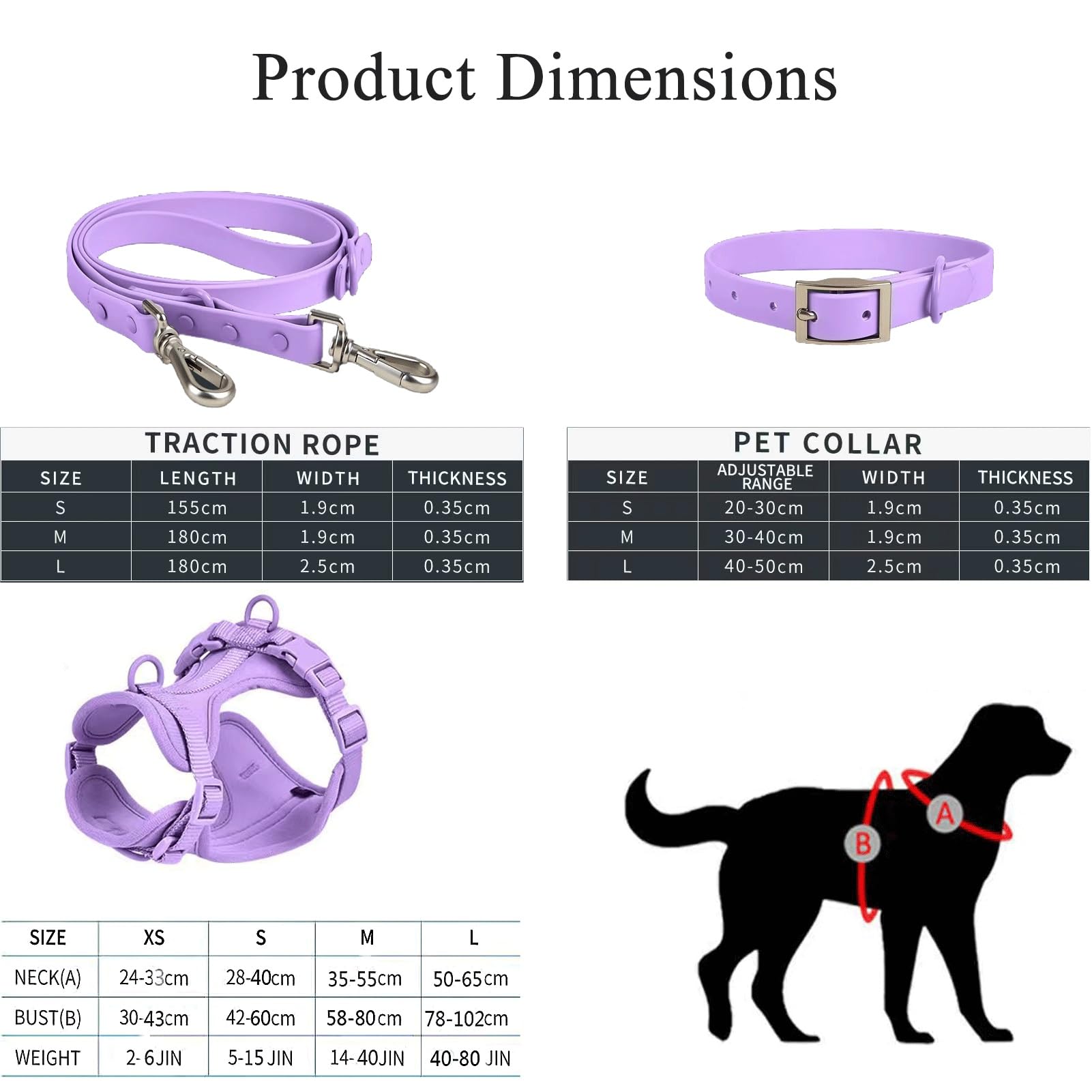 Set Di Pettorina Per Cani - Collare Regolabile, Pettorina, Guinzaglio E Porta Sacchetti Per Rifiuti - Resistente All'usura E Impermeabile | Adatto Per Le Passeggiate(M)