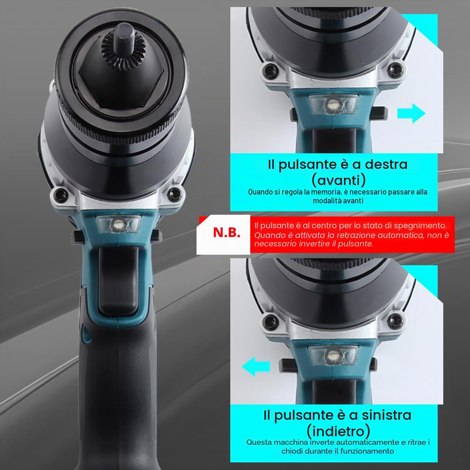 Pinza rivettatrice a batteria compatibile con Makita 18V-26V batteria | strumento elettrico senza spazzole con due modalità con testa rivetto M6 (senza batteria, senza caricatore)