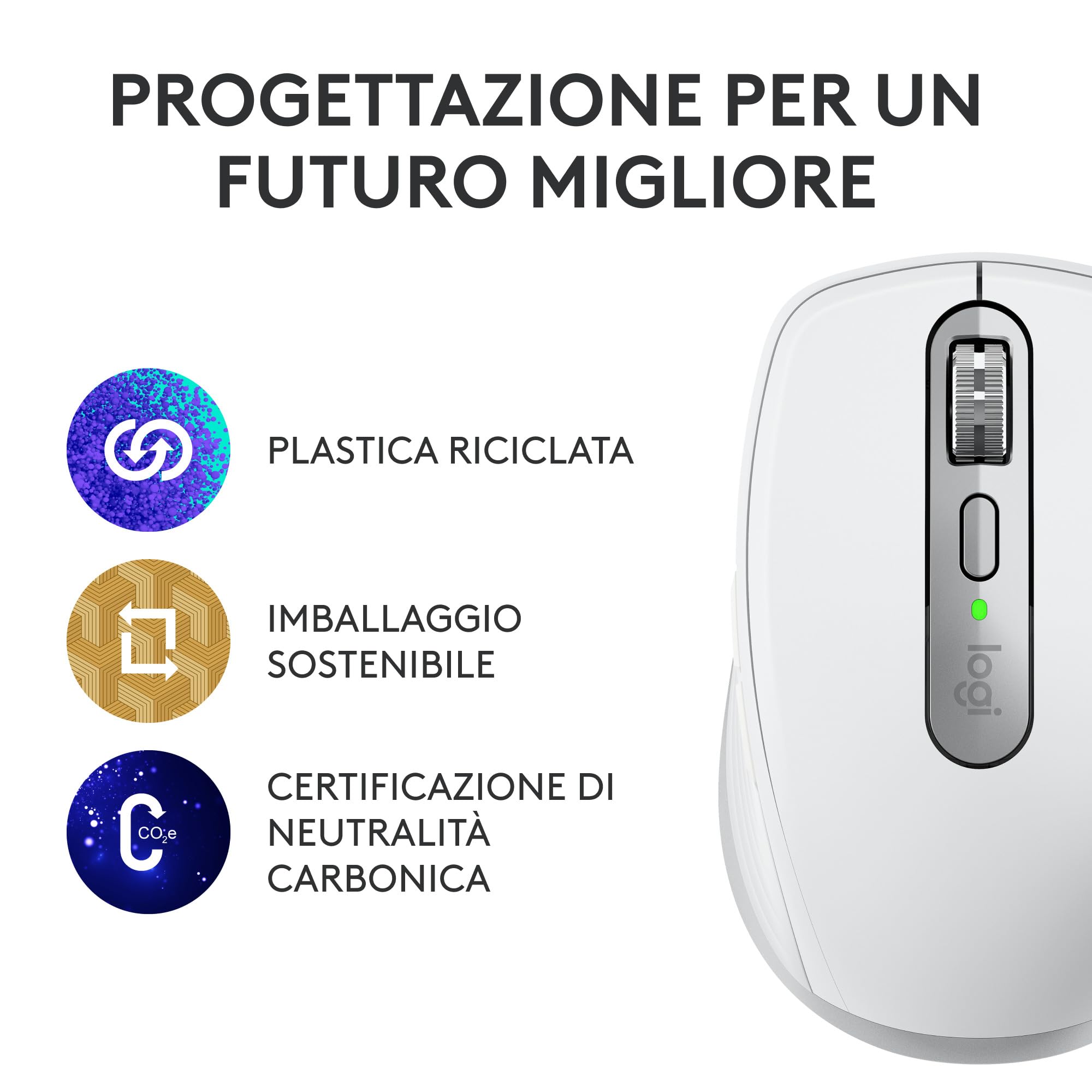Logitech MX Anywhere 3S for Business - Mouse senza fili per professionisti | Windows/Mac/Chrome/Linux, Bluetooth, clic silenzioso, sicurezza Logi Bolt, compatto, 8K DPI, scorrimento MagSpeed - Pale Grey