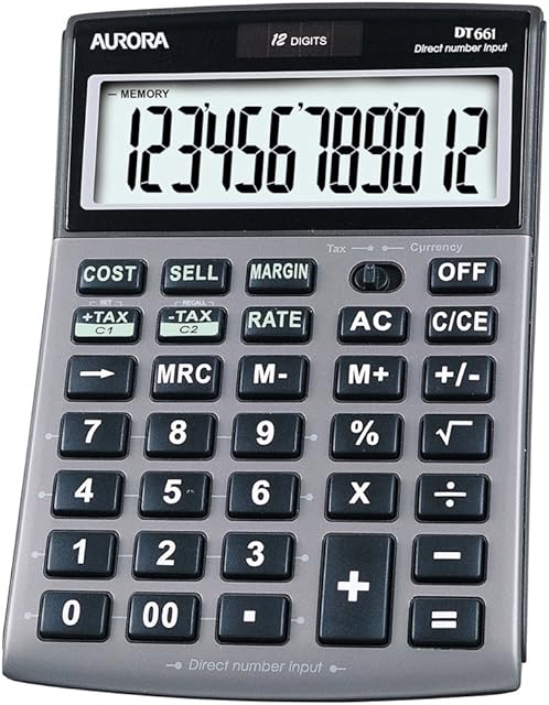 Aurora DT661 Business Calculator with Cost Sell Margin and Tax, Grey