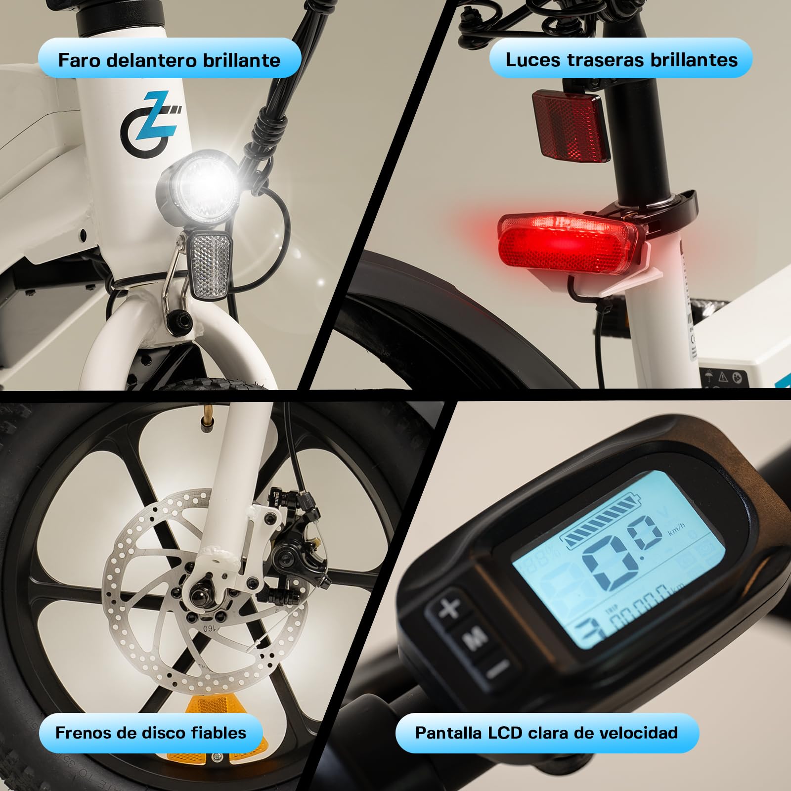 Bicicleta Eléctrica Plegable de 16x3, Batería Extraíble | 45km Autonomía, 25km/h con Asistencia de Pedal, Pantalla LCD, Asiento Ajustable, para Adolescentes y Adultos