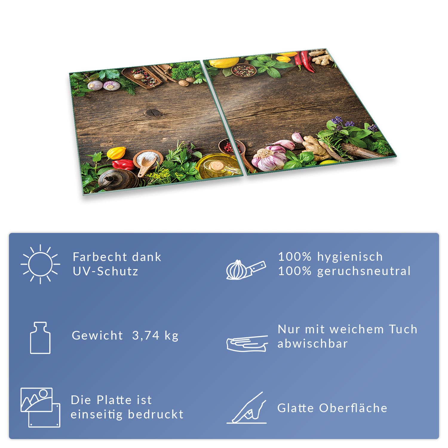 decorwelt | Herdabdeckplatten 2x40x52 cm 2-Teilig Gemüse Bunt Ceranfeldabdeckung Universal Spritzschutz Glas Deko Elektroherd Induktion für Kochplatten Herdschutz Schneidebrett Sicherheitsglas