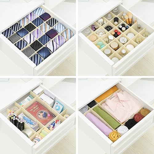 Miniatura 4 de Qozary Paquete de 16 separadores de cajones ajustables de tela, divisores de cajones para ropa, organizador de cajones para calcetines, ropa
