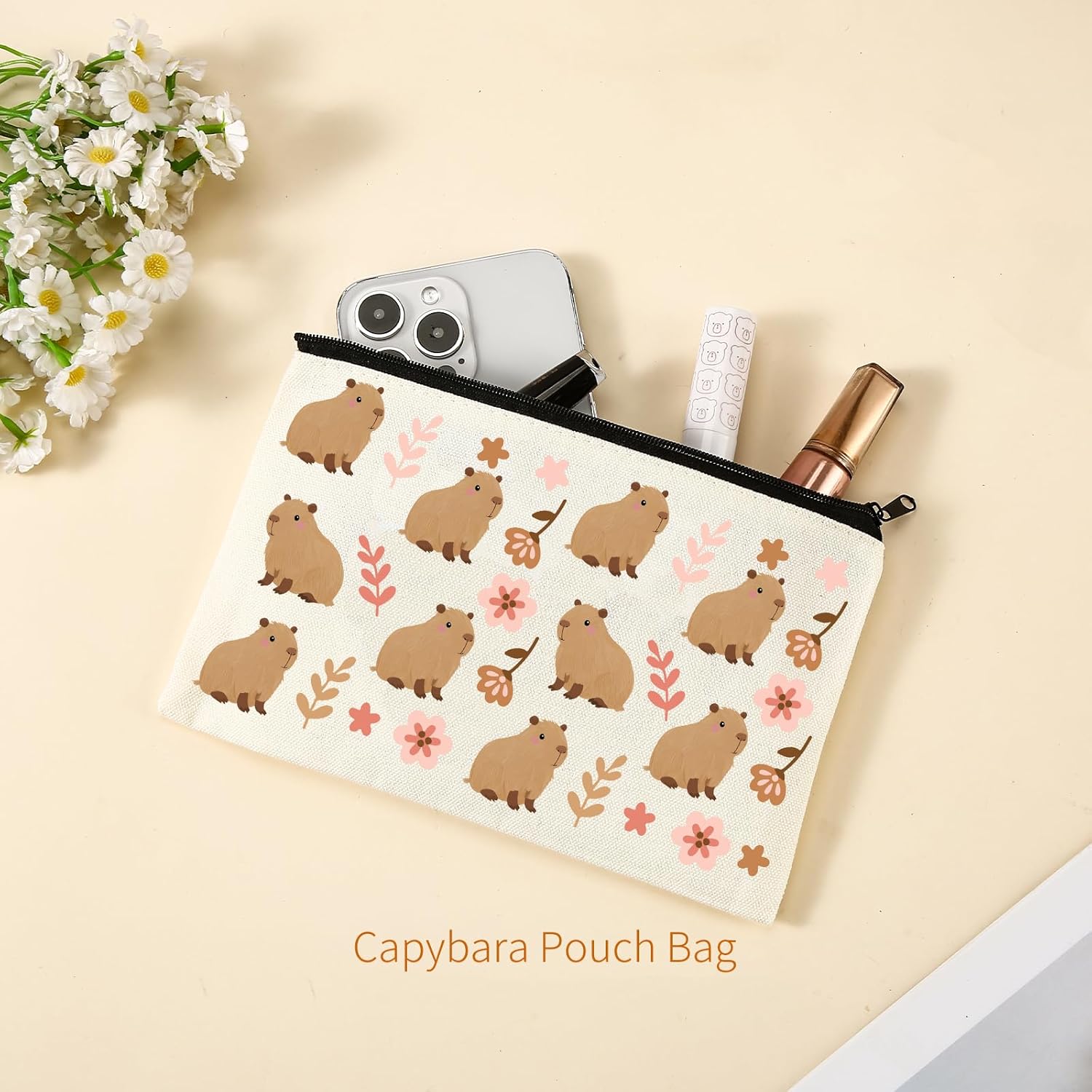 Valentines Day Capybara Gift Set for Women, Cute & Cozy 16 Oz Glass Tumbler with Straw, Beaded Bracelets, Hair Tie, Box, Friend Gifts for Teen, Birthday, Christmas, Valentines Day Gift Idea - Image 3