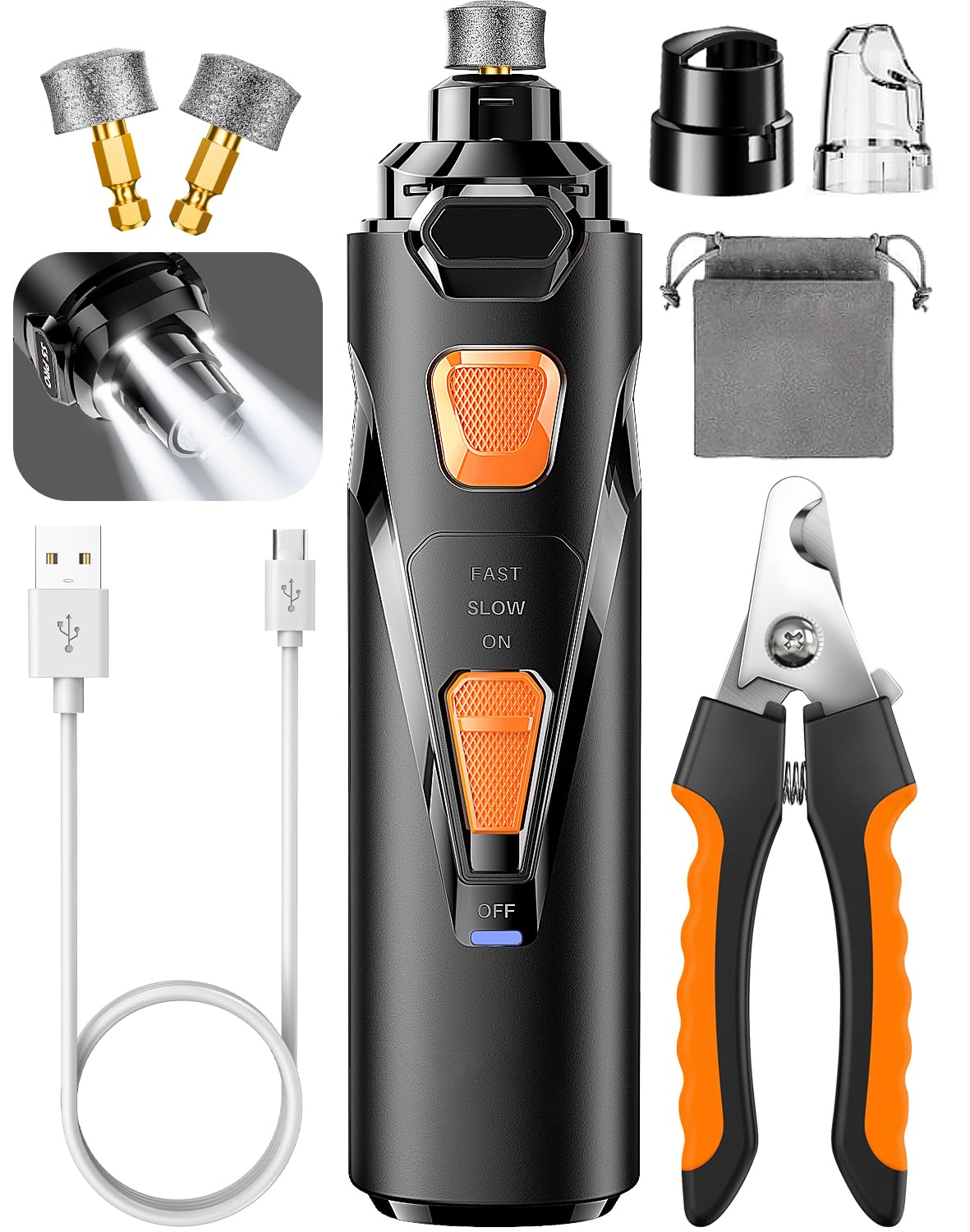 CADOLS Super Quiet Dog Nail Grinder Kit