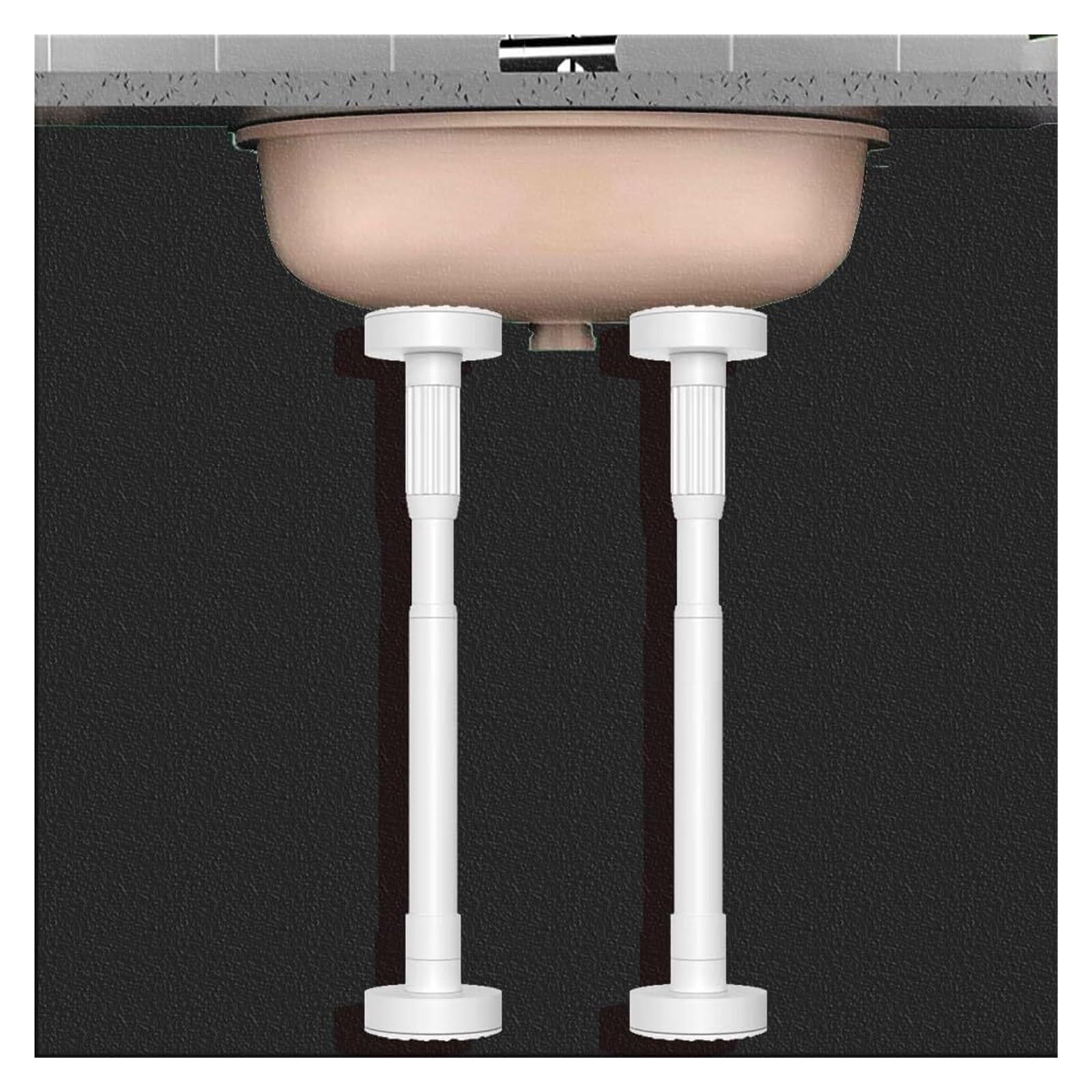 DHetyE Sink support legs Kitchen Sink Legs AdjustableTelescopic Bathroom Basin Support Poles Stainless Steel For Furniture Cabinet(Wit,H 35 50cm(14" 20"))