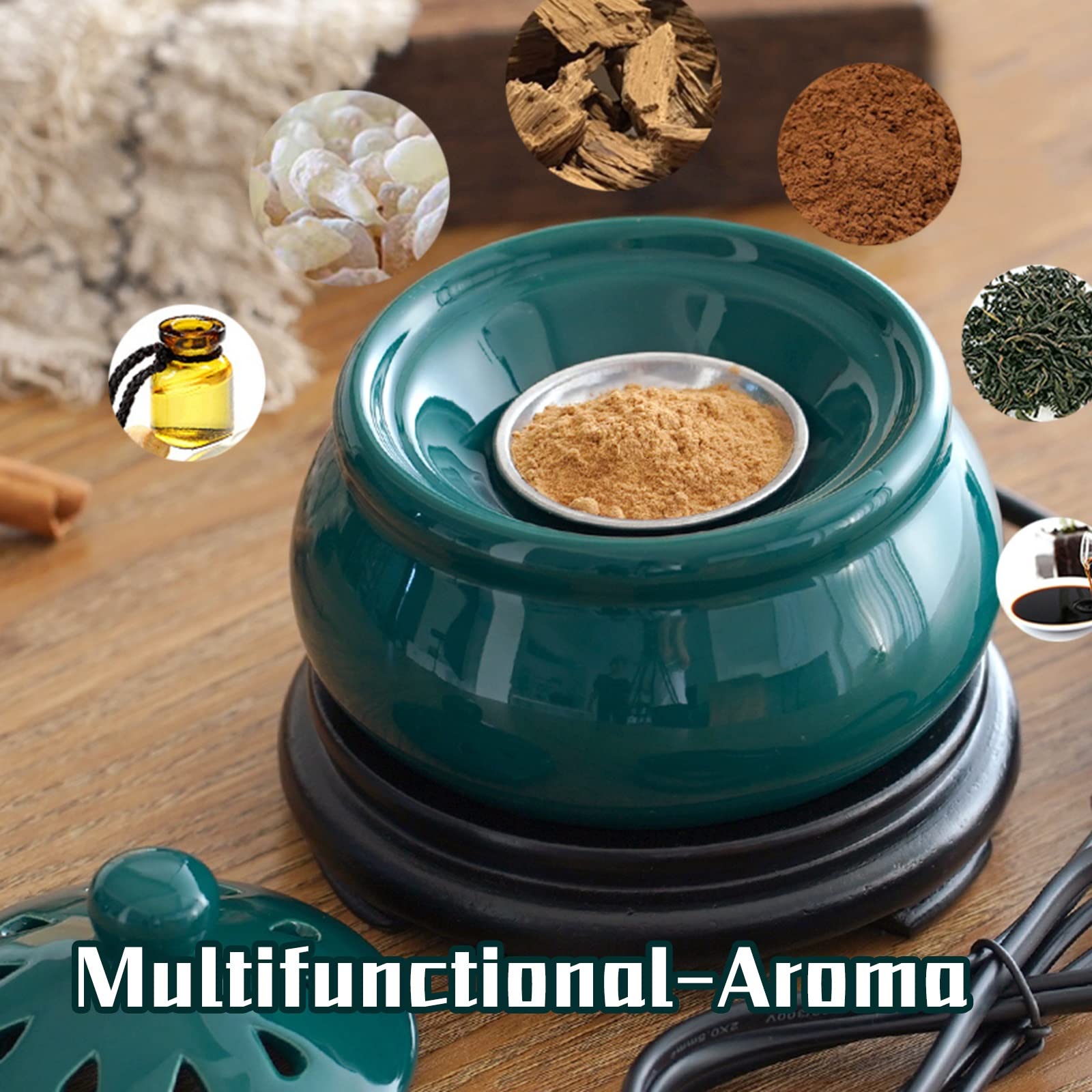 A Tempo Ceramica Bruciatore di incenso Elettrico, Temperatura Regolabile Diffusori di Olio Profumato, Resina di incenso Agarwood Candele Forno Aroma, Casa/Ufficio/Bar Scalda Profumato