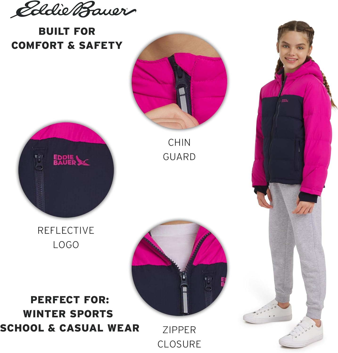 Eddie Bauer Girls' Classic Heavyweight Faux Fur Lined Hooded Insulated Down Jacket - Image 6