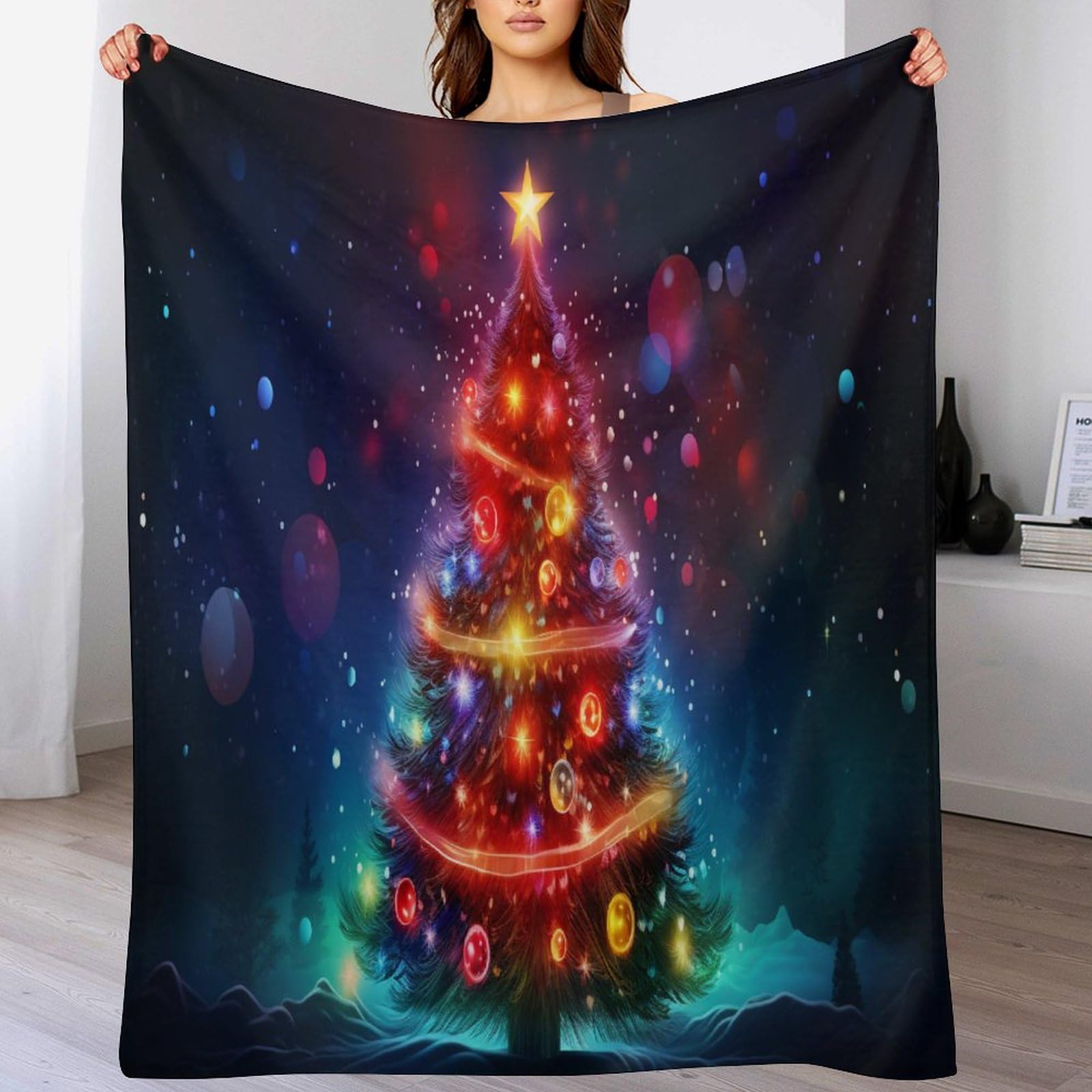 Manta de sofá y árbol de Navidad de 100x130 cm supersuave y mullida 1