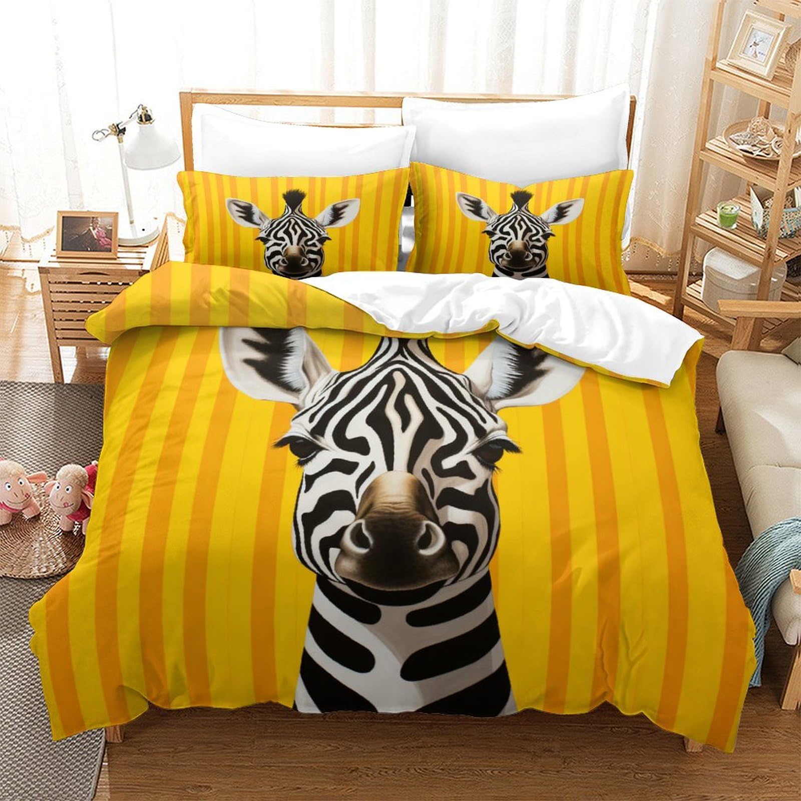 P1S9U7W5Y 3D Printed Zebra Stripe Duvet Cover Set 3pcs Microfiber Zebra Bedding Set Double