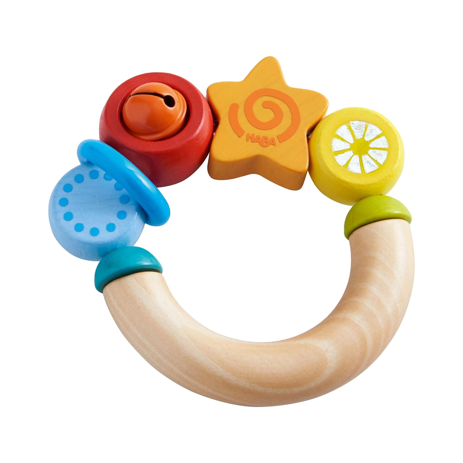 HABA Star Rattle Grasping Toy, Multicoloured/Natural
