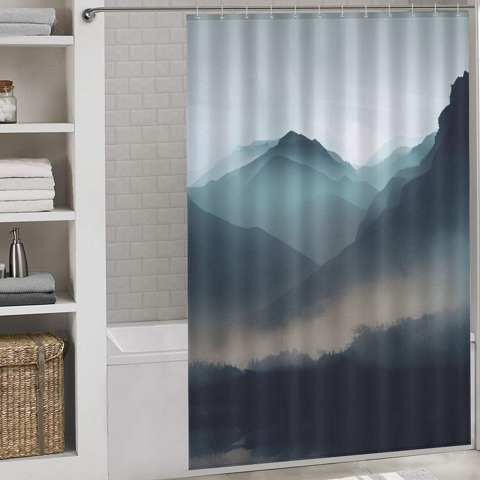 Ensemble de décoration en tissu moderne pour salle de bain au tombé élégant 143x180cm