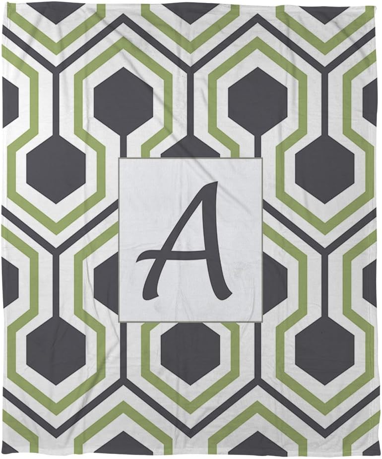 Manual Woodworkers & Weavers Coral Fleece Throw, 30 by 40-Inch, Monogrammed Letter A, Grey Honeycomb