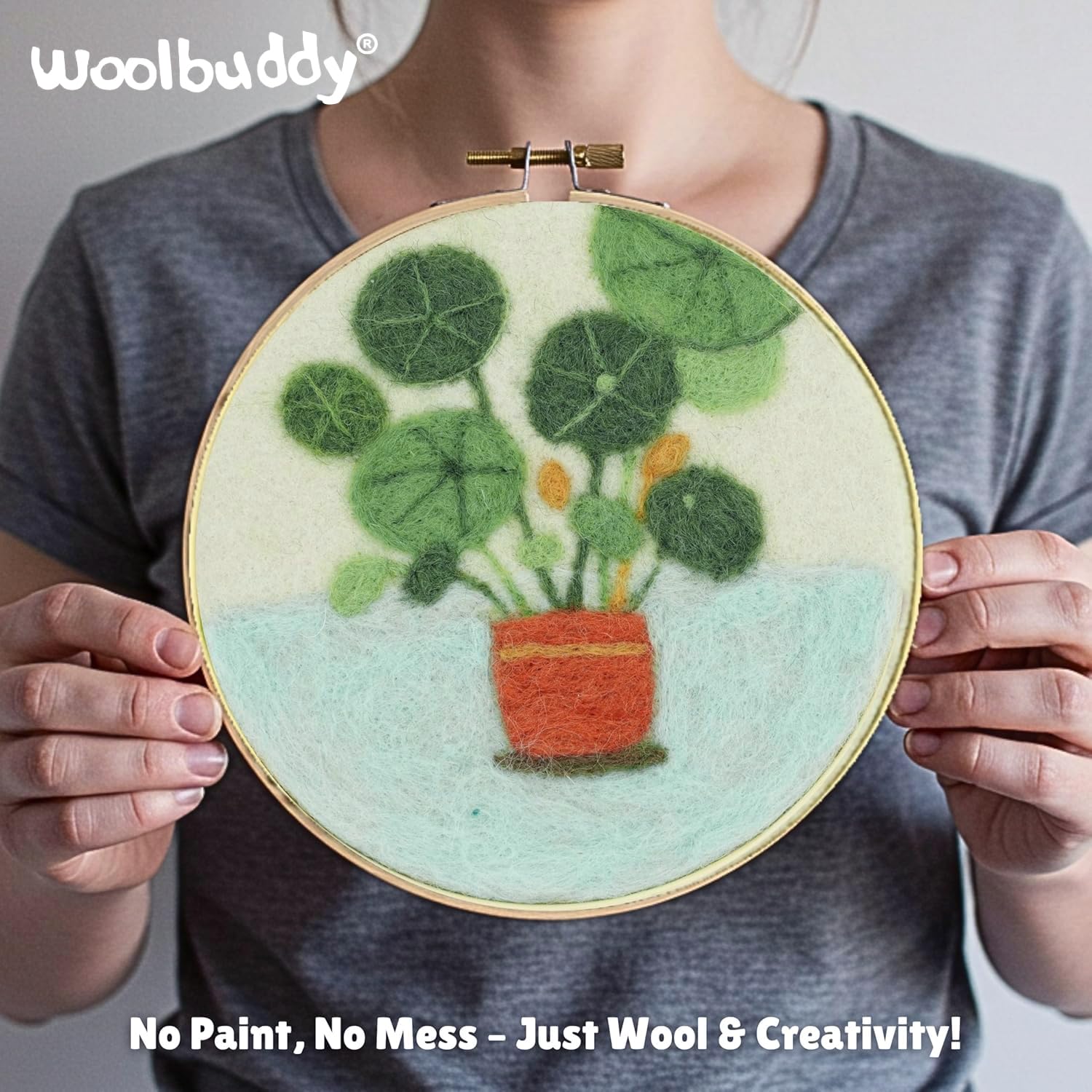 Woolbuddy Kits de iniciación de pintura con lana para manualidades creativas con 3 agujas de fieltro, espuma, fieltro de lana natural e instrucciones útiles (combinado)