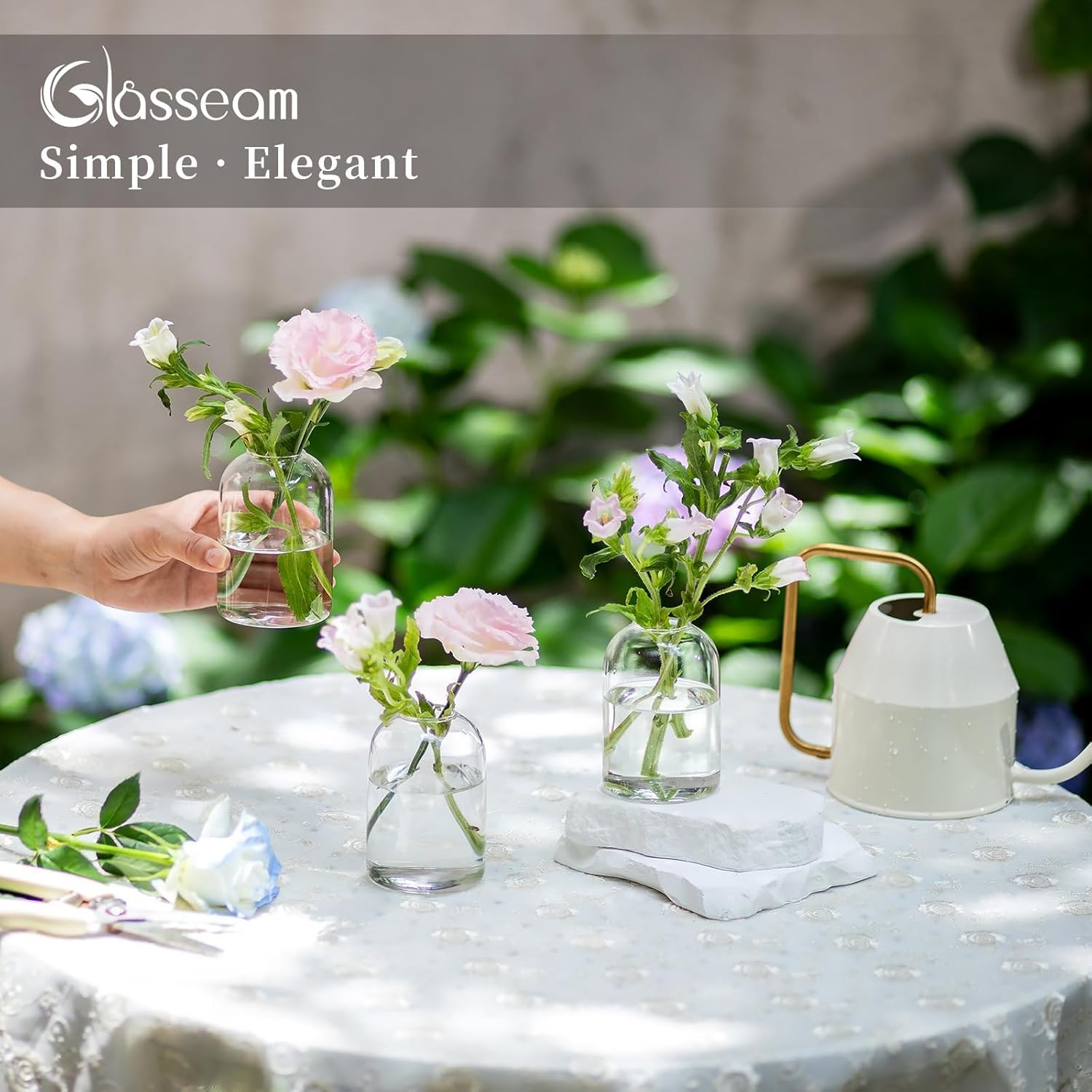 Glasseam Glass Bud Vases for Centerpieces: Clear Small Flower Vase Decor Bulk Set of 12 Simple Modern Decorative Vases for Flowers Mini Candle Vase Wedding Centerpiece for Dining Table Decorations - Image 3