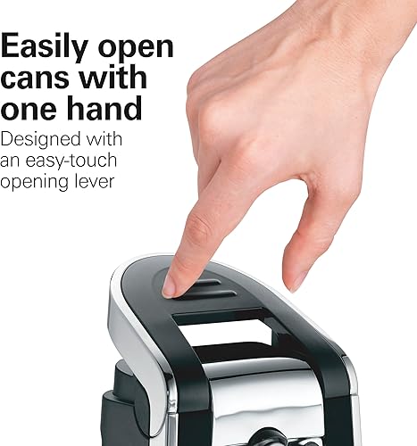 Miniatura 3 de Abrelatas de tacto suave Hamilton Beach 76607, color negro y cromo, Con tijeras, Cromado