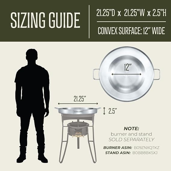 Concord Large Stainless Steel Convexed Comal Coza, 21.25 Mexican Discada (21.25)