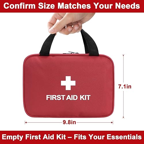 Miniatura 5 de Bolsa de primeros auxilios vacía, bolsa de almacenamiento médico roja, mini bolsa de kit de trauma para el hogar, al aire libre, viajes, campamento