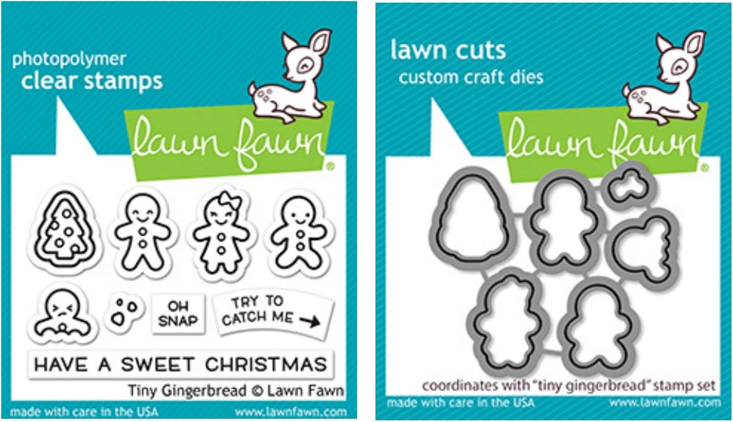 Lawn Fawn Tiny Gingerbread Clear Stamps and Coordinating Dies, Bundle of 2 Items (LF2417, LF2418)
