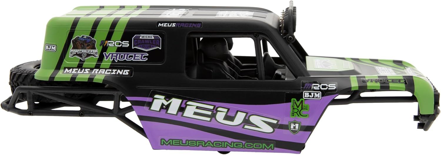 MEUS Racing MB18 TRX4M Body & Chassis Kit for Traxxas TRX4M Defender Bronco K10 F150 High Trail 1/18 RC Crawler Upgrades Parts (Green&Purple)