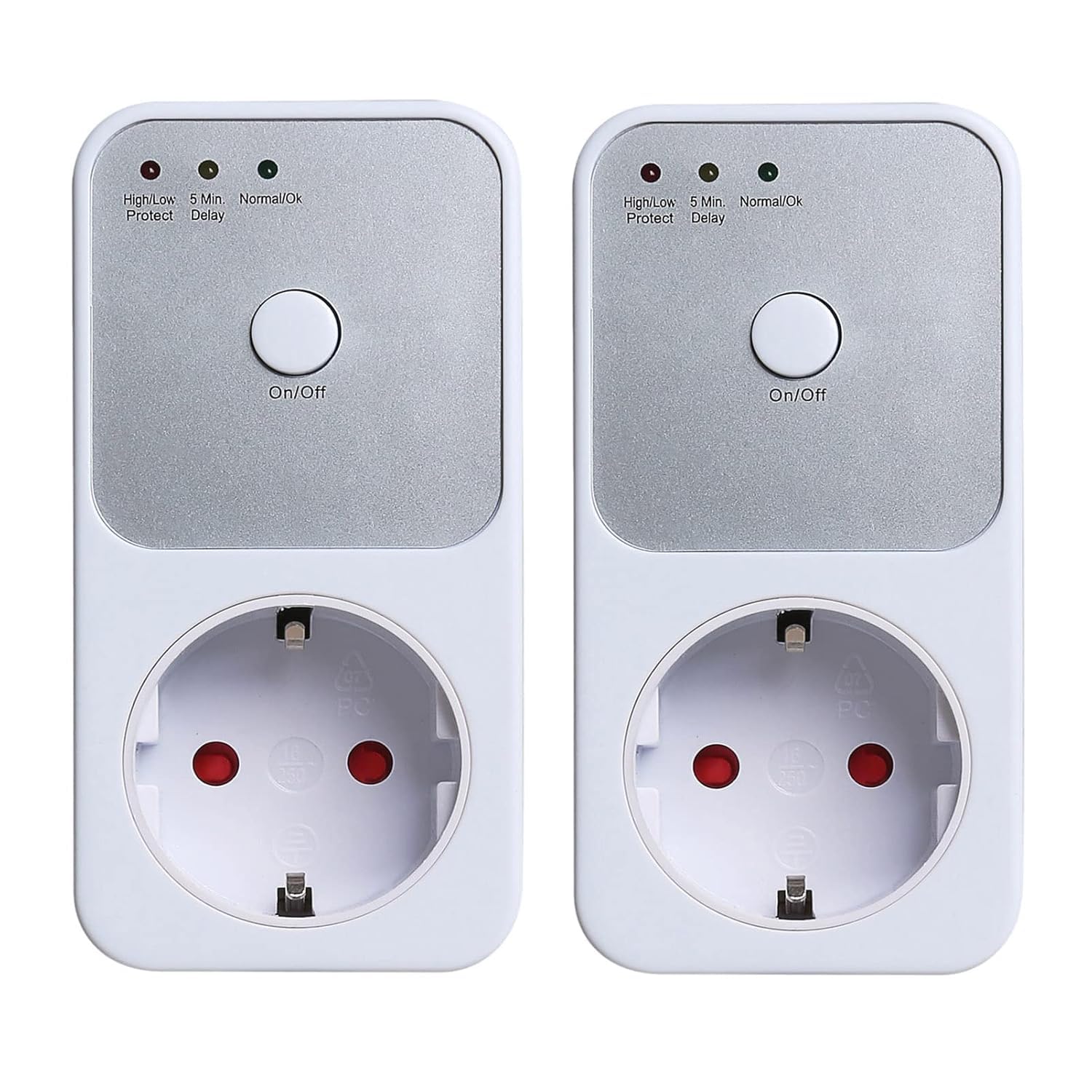 Automatic Voltage Protection Socket steckdosenleiste überspannungsschutz Steckdosenadapter Sockel Switcher AC 220V Power Surge Safe Protector EU Stecker Sockel Kühlschrank Protect (2 PCS)